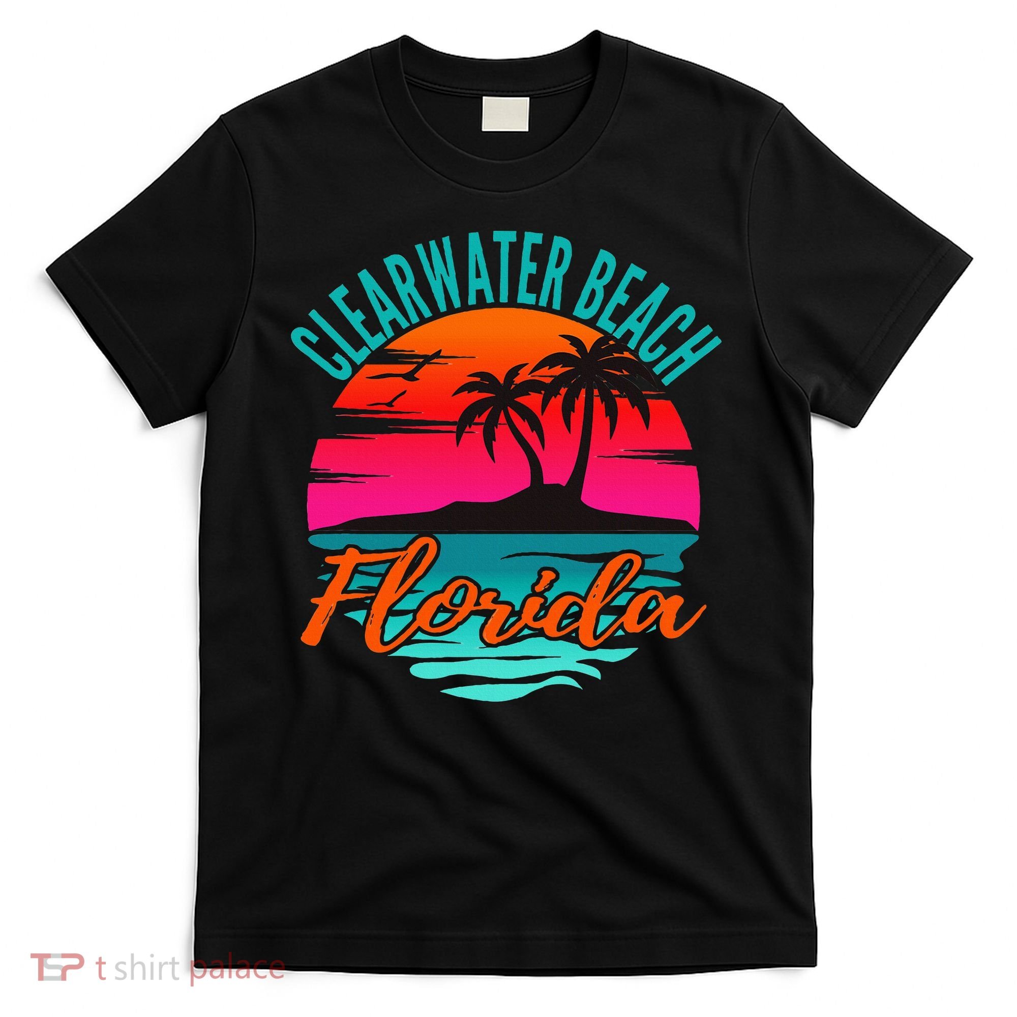 Clearwater Beach Florida Palm Tree Island Pink T-Shirt