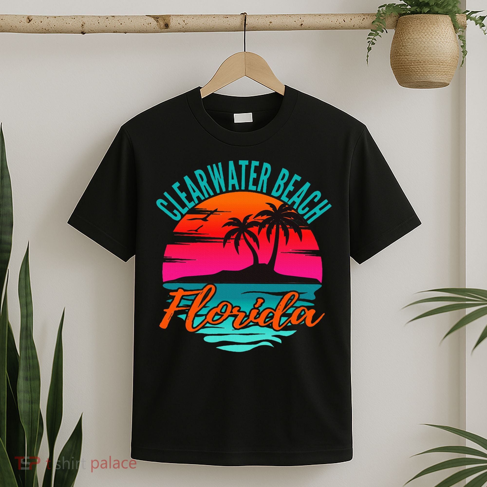 Clearwater Beach Florida Palm Tree Island Pink T-Shirt