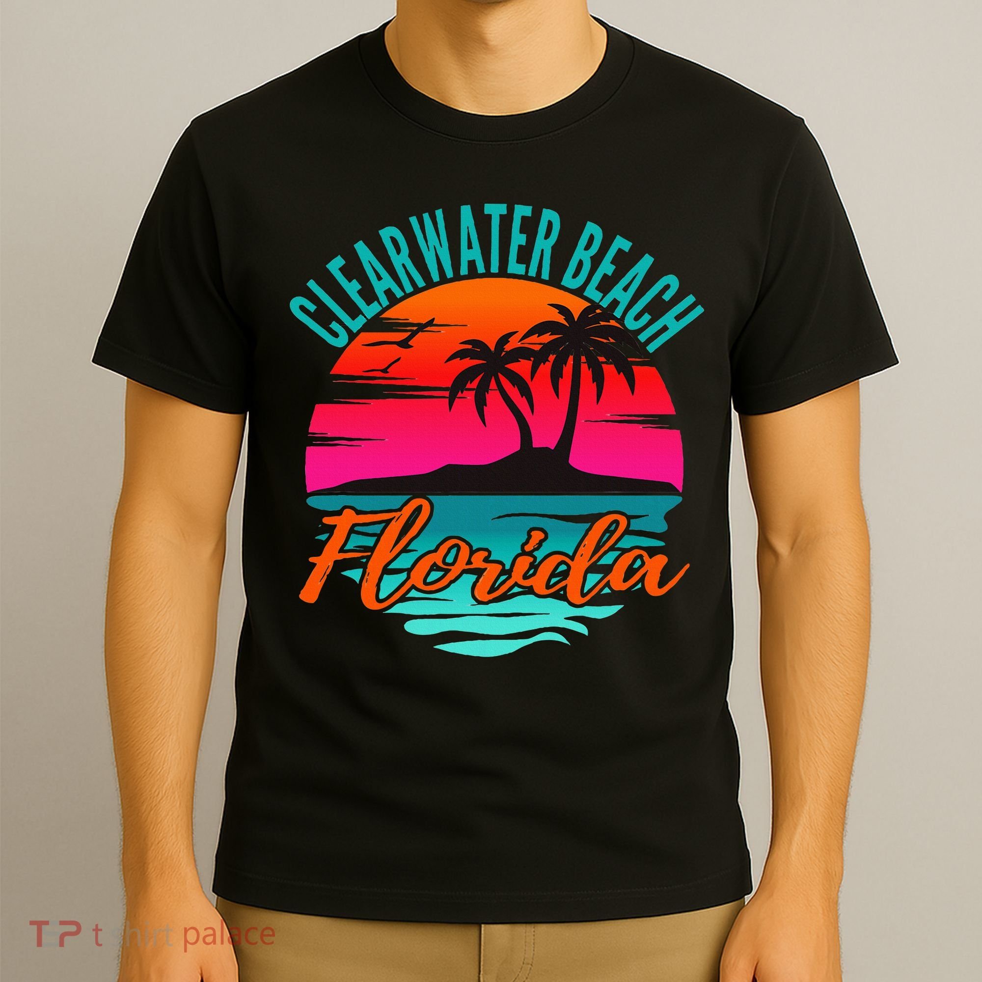 Clearwater Beach Florida Palm Tree Island Pink T-Shirt