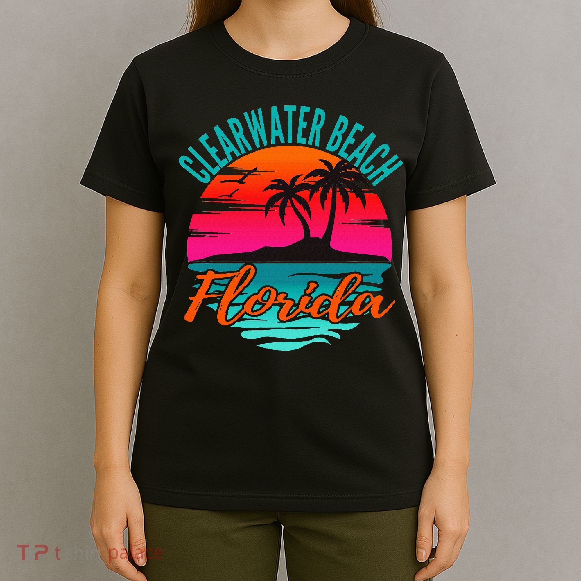 Clearwater Beach Florida Palm Tree Island Pink T-Shirt