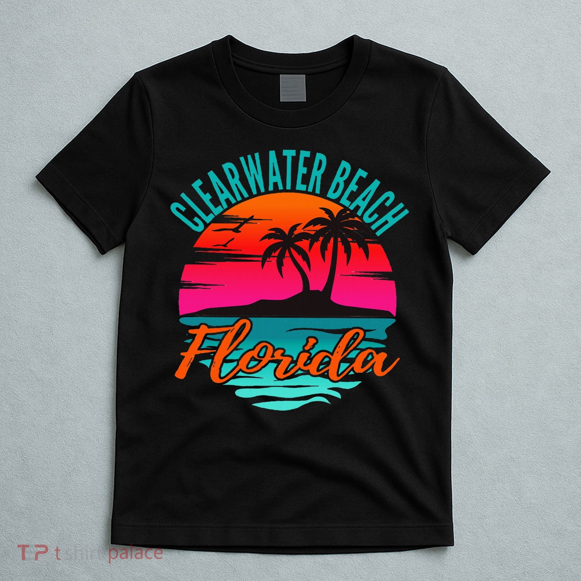 Clearwater Beach Florida Palm Tree Island Pink T-Shirt
