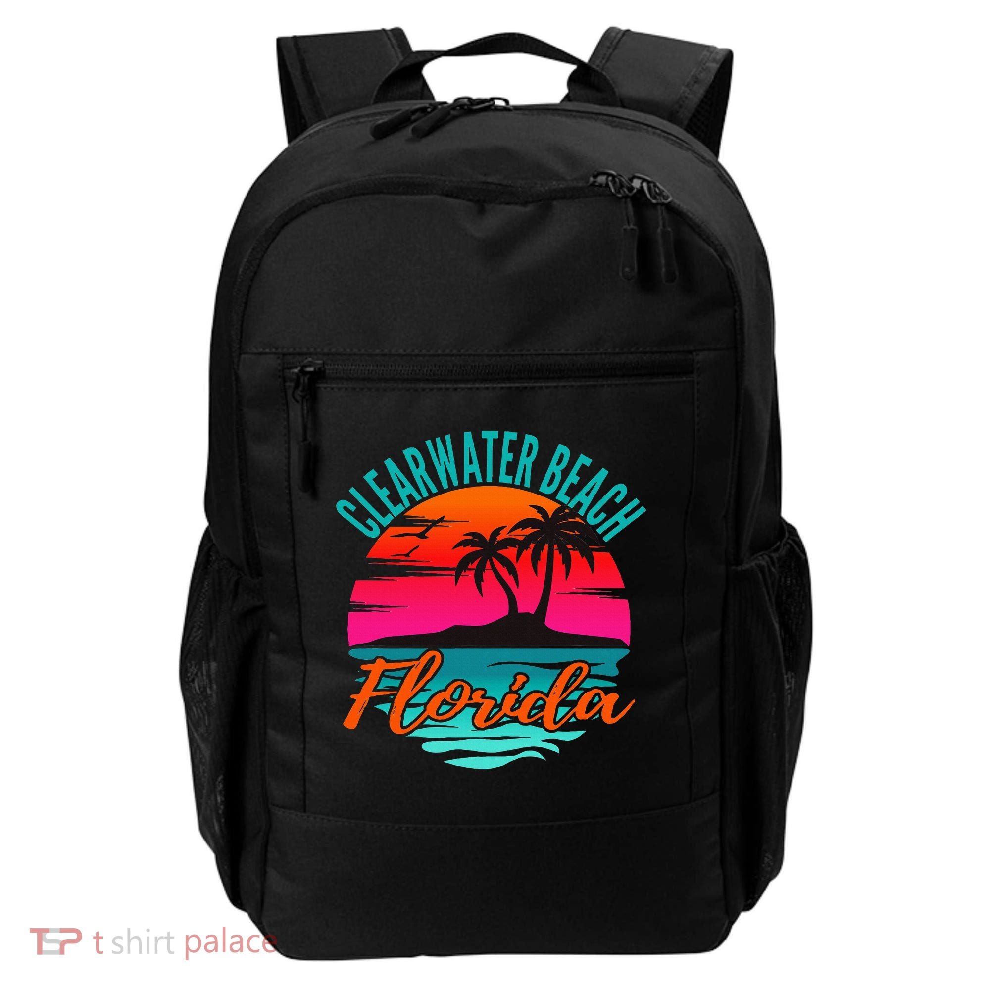 Clearwater Beach Florida Palm Tree Island Pink Backpack