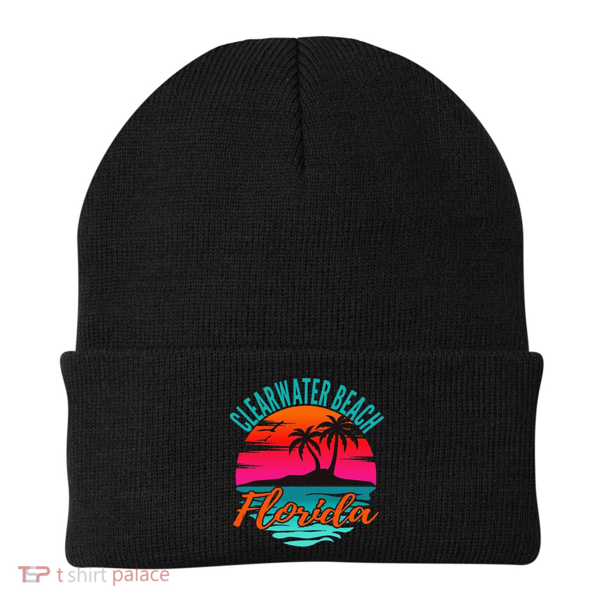 Clearwater Beach Florida Palm Tree Island Pink Beanie