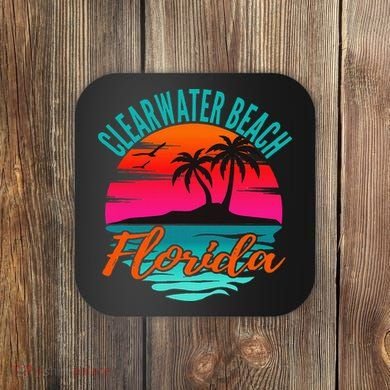 Clearwater Beach Florida Palm Tree Island Pink Coaster