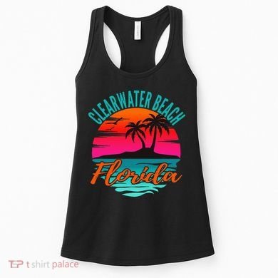 Clearwater Beach Florida Palm Tree Island Pink Women's Tank Top