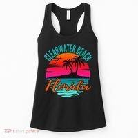 Clearwater Beach Florida Palm Tree Island Pink Women's Tank Top thumb 0