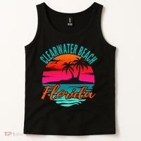 Clearwater Beach Florida Palm Tree Island Pink Tank Top thumb 2