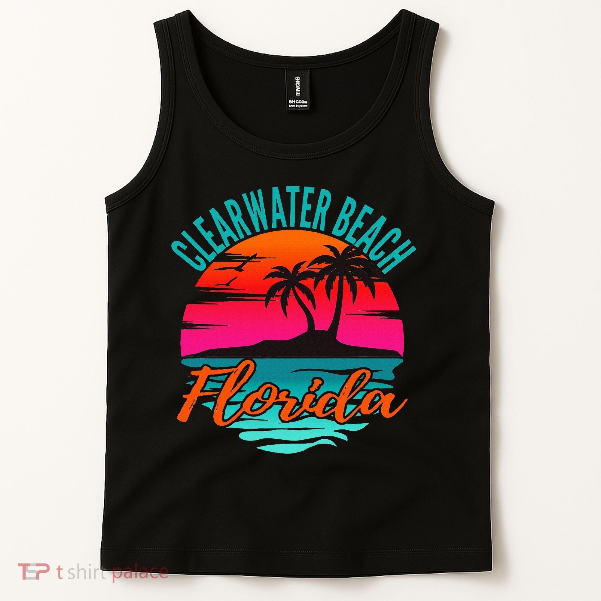 Clearwater Beach Florida Palm Tree Island Pink Tank Top