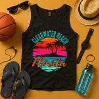 Clearwater Beach Florida Palm Tree Island Pink Tank Top thumb 4