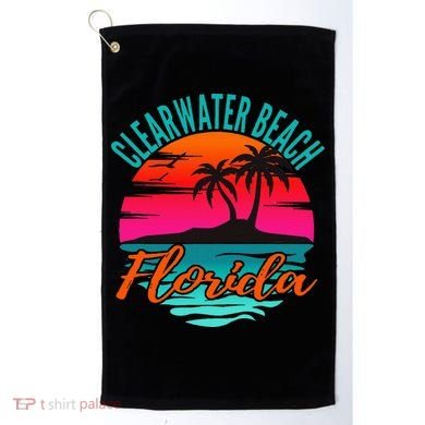 Clearwater Beach Florida Palm Tree Island Pink Golf Towel