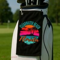 Clearwater Beach Florida Palm Tree Island Pink Golf Towel thumb 2