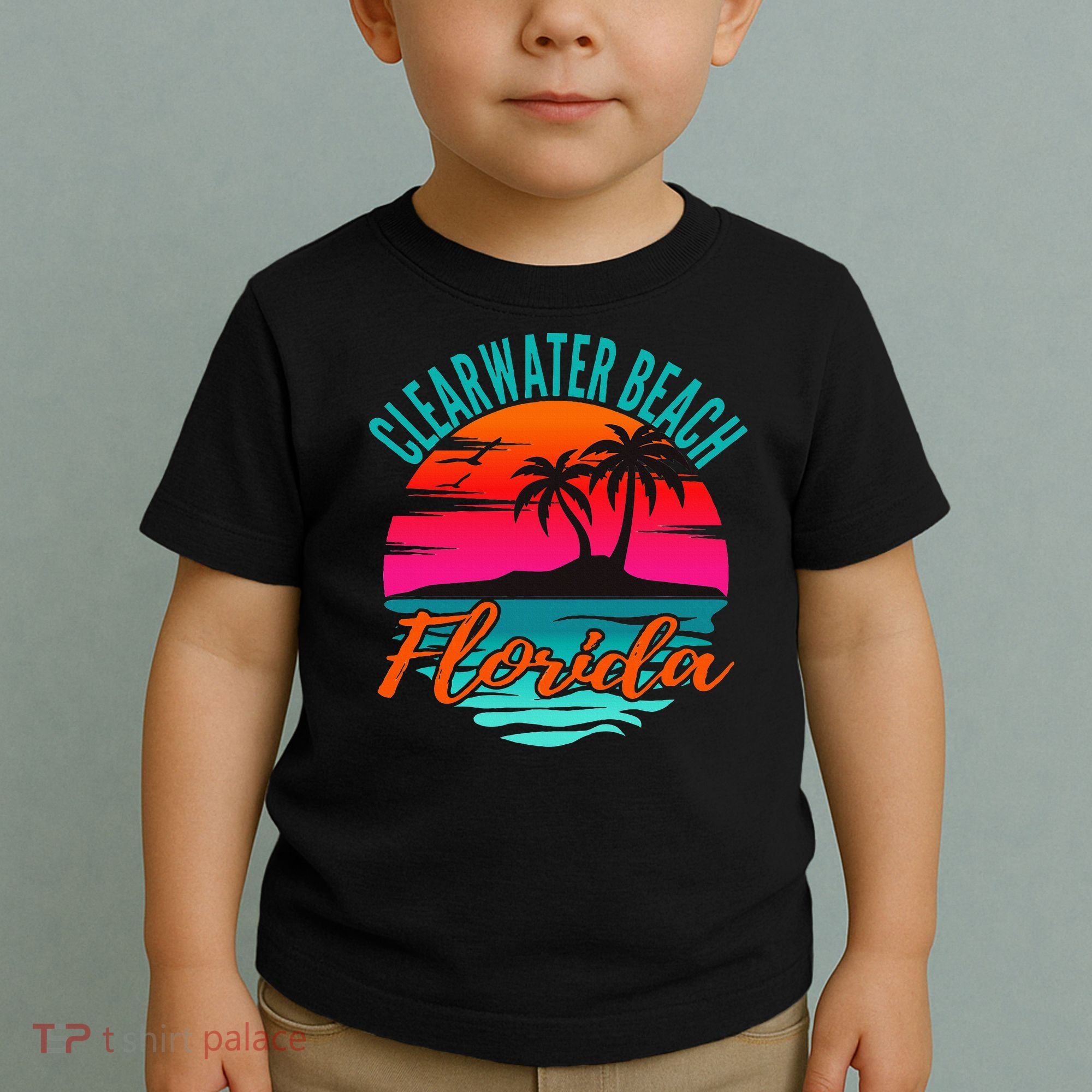Clearwater Beach Florida Palm Tree Island Pink Toddler T-Shirt