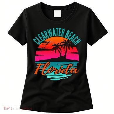 Clearwater Beach Florida Palm Tree Island Pink Women's T-Shirt