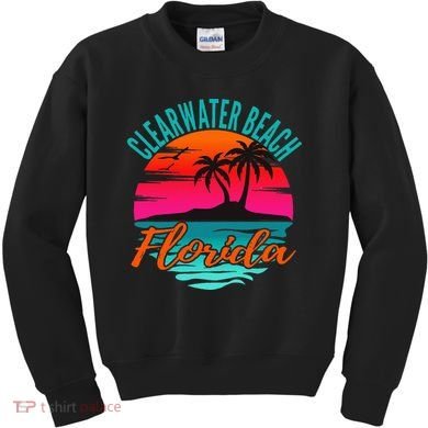 Clearwater Beach Florida Palm Tree Island Pink Kids Sweatshirt