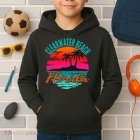 Clearwater Beach Florida Palm Tree Island Pink Kids Hoodie thumb 2