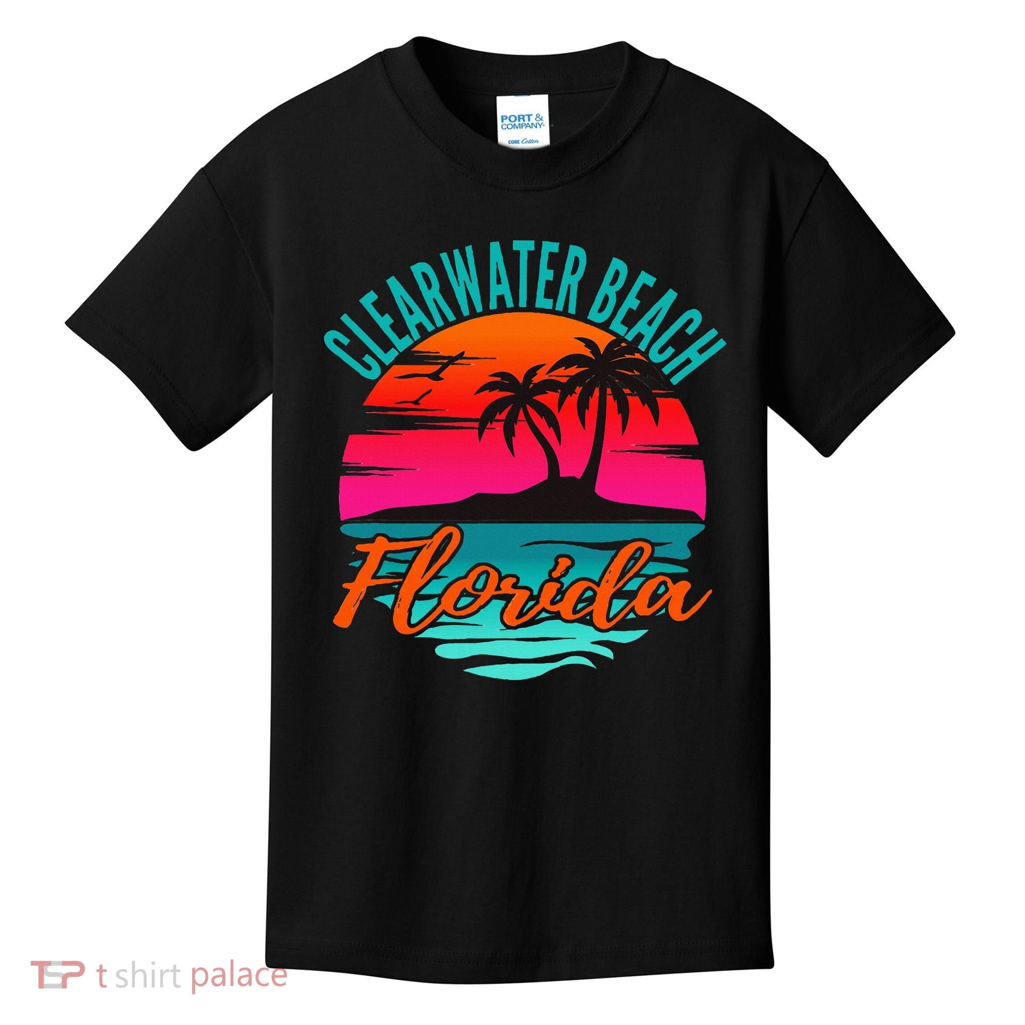 Clearwater Beach Florida Palm Tree Island Pink Kids T-Shirt