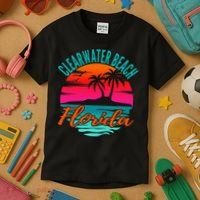 Clearwater Beach Florida Palm Tree Island Pink Kids T-Shirt thumb 3
