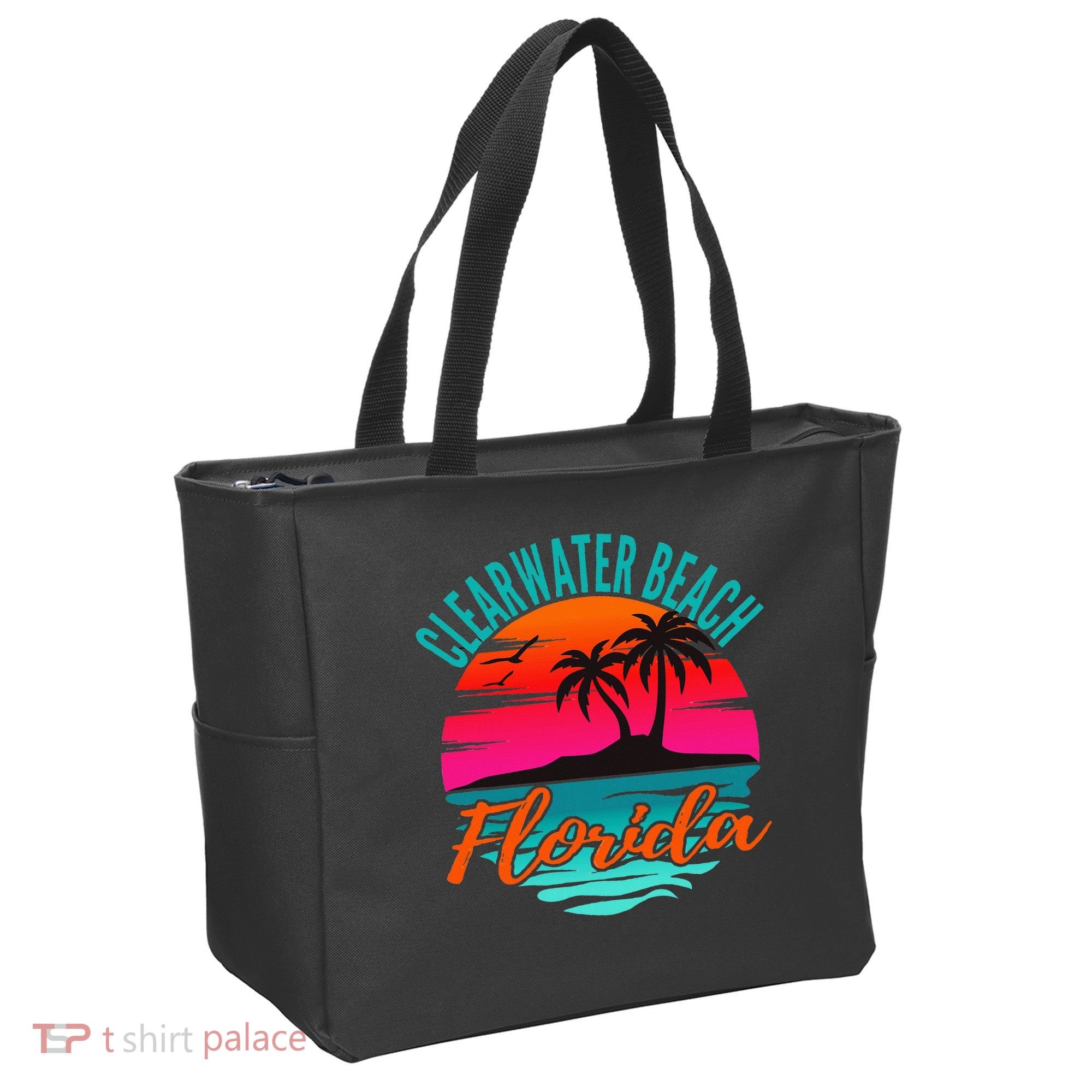 Clearwater Beach Florida Palm Tree Island Pink Tote Bag