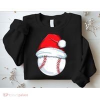 Christmas Baseball For Kids Men Ball Santa Pajama Sweatshirt thumb 2