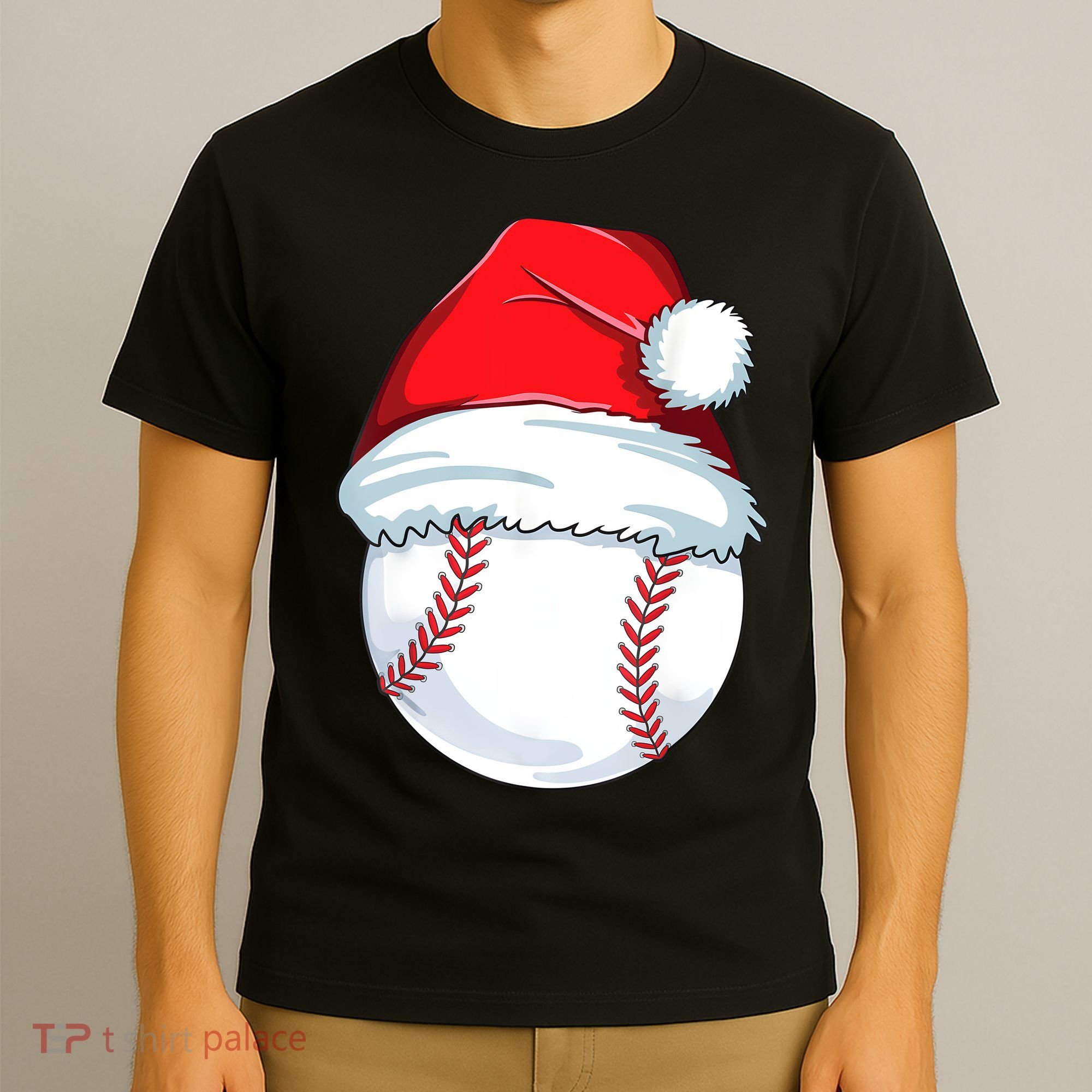 Christmas Baseball For Kids Men Ball Santa Pajama T-Shirt