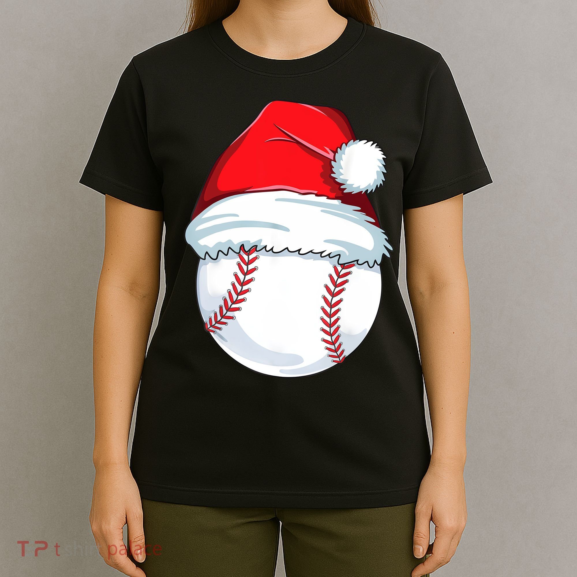 Christmas Baseball For Kids Men Ball Santa Pajama T-Shirt