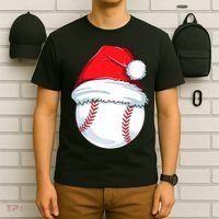 Christmas Baseball For Kids Men Ball Santa Pajama T-Shirt thumb 6