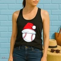 Christmas Baseball For Kids Men Ball Santa Pajama Women's Tank Top thumb 2