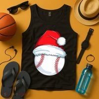 Christmas Baseball For Kids Men Ball Santa Pajama Tank Top thumb 4