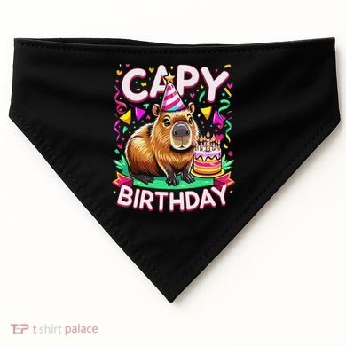 Capy Birthday Funny Capybara Birthday USA-Made Doggie Bandana