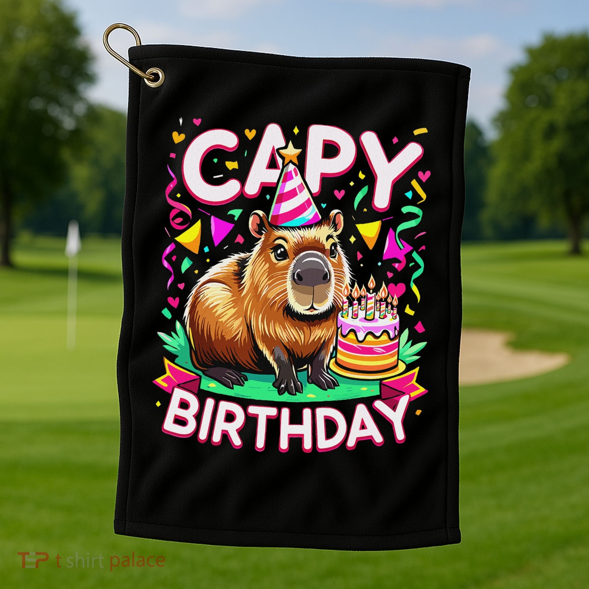 Capy Birthday Funny Capybara Birthday Golf Towel