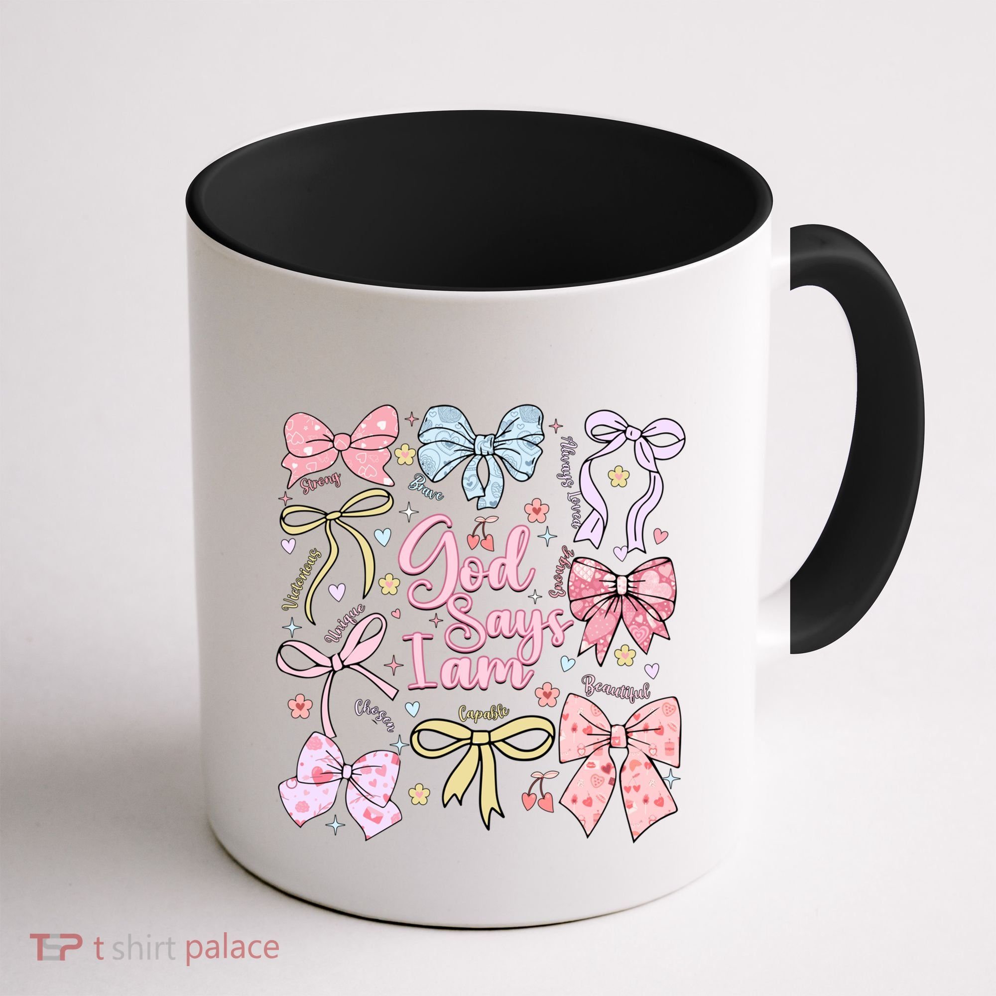 Coquette Bow God Says I Am Valentine Christian Grunge Cool Gift Coffee Mug