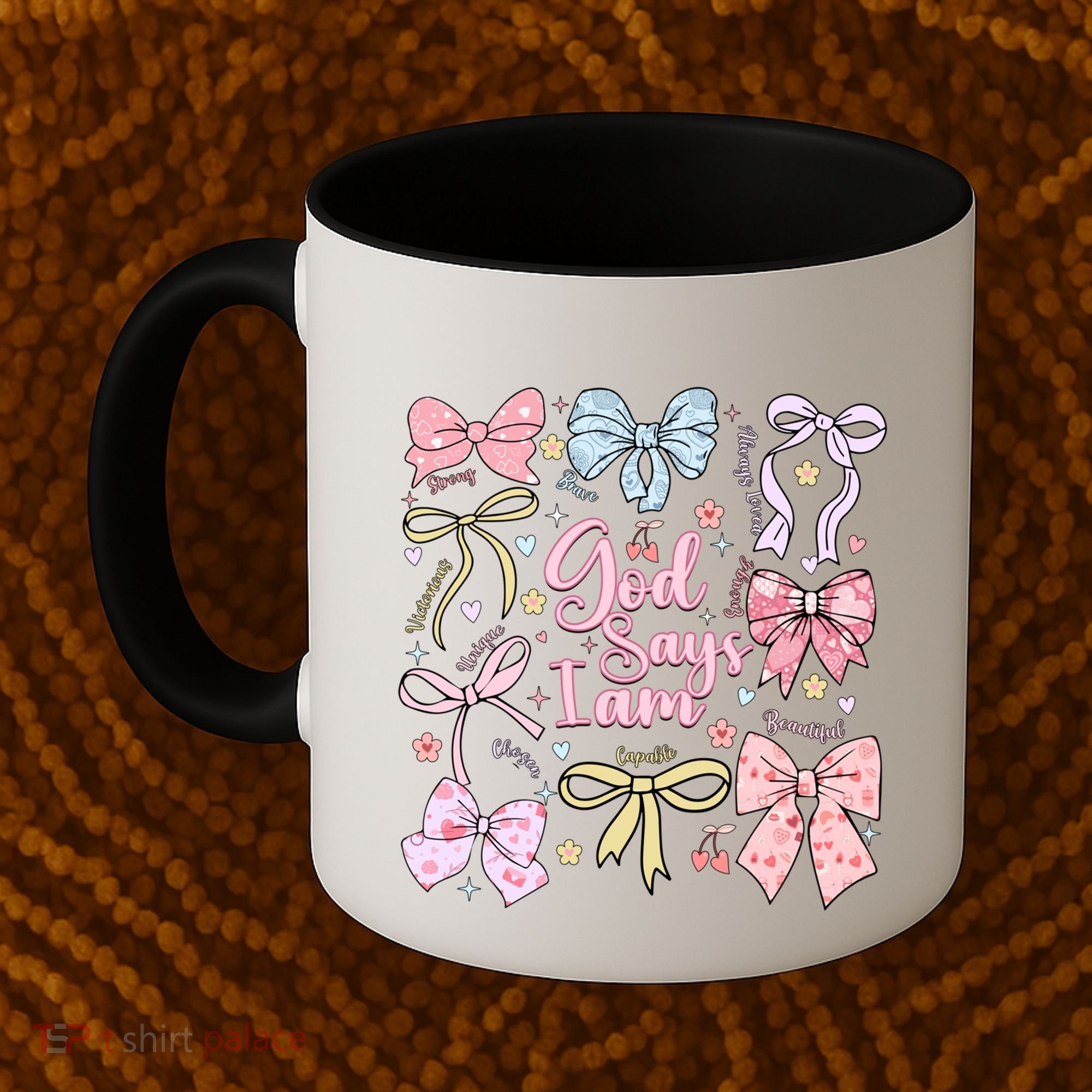 Coquette Bow God Says I Am Valentine Christian Grunge Cool Gift Coffee Mug