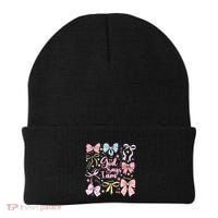 Coquette Bow God Says I Am Valentine Christian Grunge Cool Gift Beanie thumb 0