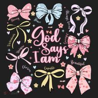 Coquette Bow God Says I Am Valentine Christian Grunge Cool Gift Hat thumb 2