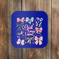 Coquette Bow God Says I Am Valentine Christian Grunge Cool Gift Coaster thumb 0