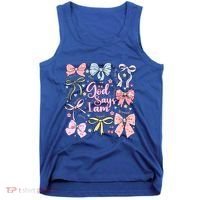 Coquette Bow God Says I Am Valentine Christian Grunge Cool Gift Tank Top thumb 0