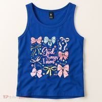 Coquette Bow God Says I Am Valentine Christian Grunge Cool Gift Tank Top thumb 2