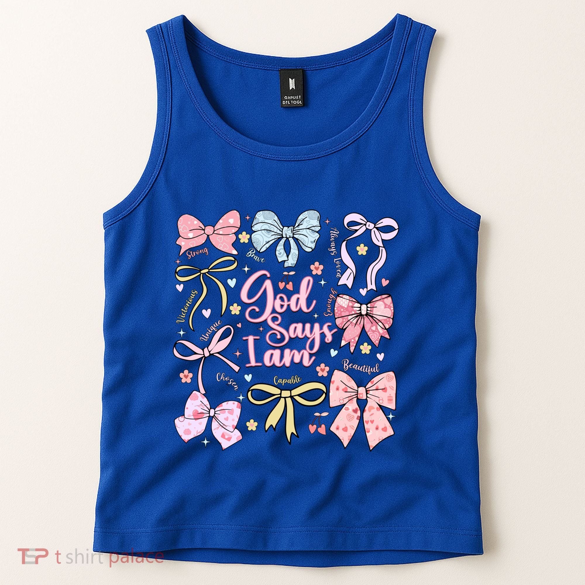 Coquette Bow God Says I Am Valentine Christian Grunge Cool Gift Tank Top