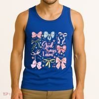 Coquette Bow God Says I Am Valentine Christian Grunge Cool Gift Tank Top thumb 3