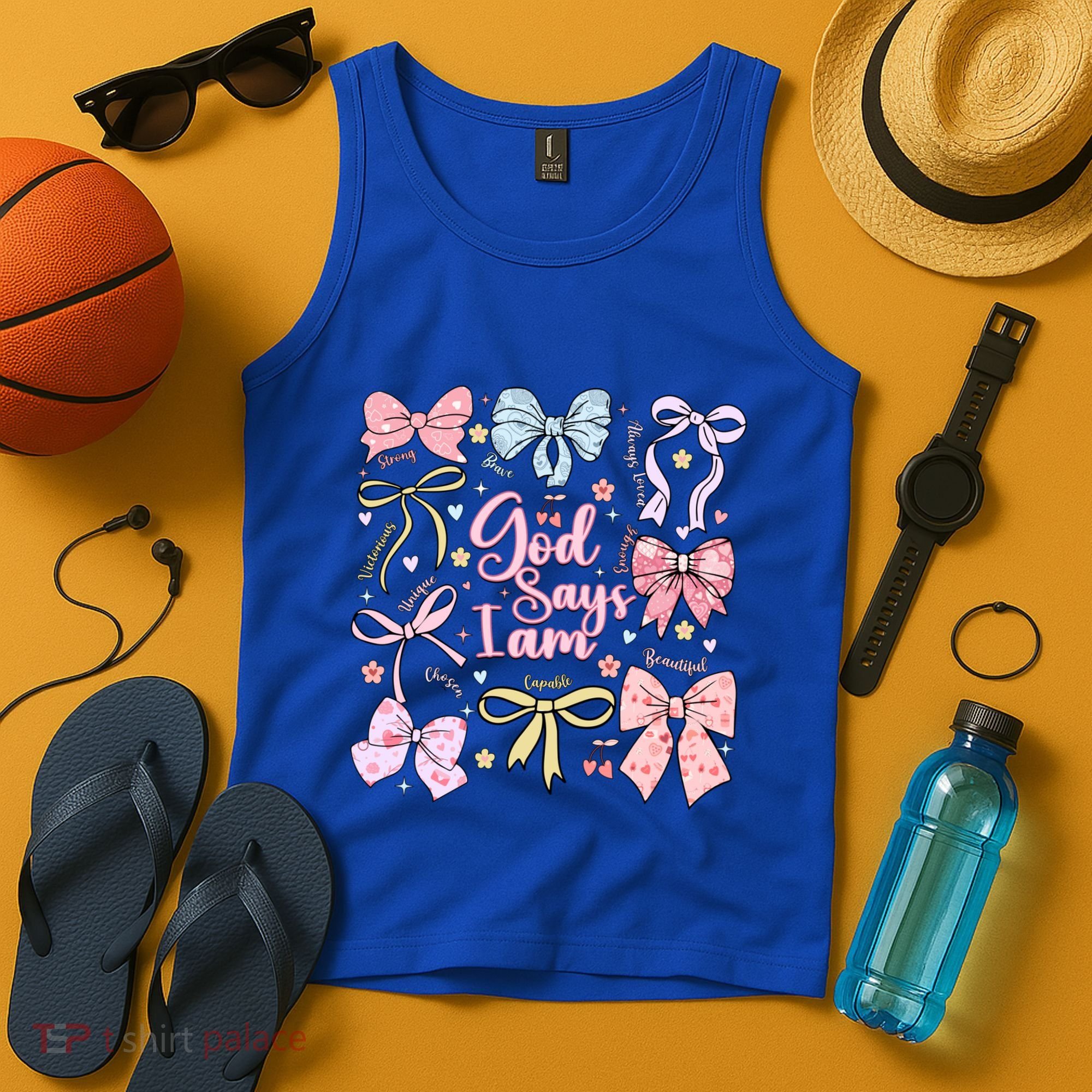 Coquette Bow God Says I Am Valentine Christian Grunge Cool Gift Tank Top