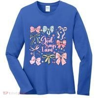 Coquette Bow God Says I Am Valentine Christian Grunge Cool Gift Women's Long Sleeve Shirt thumb 0