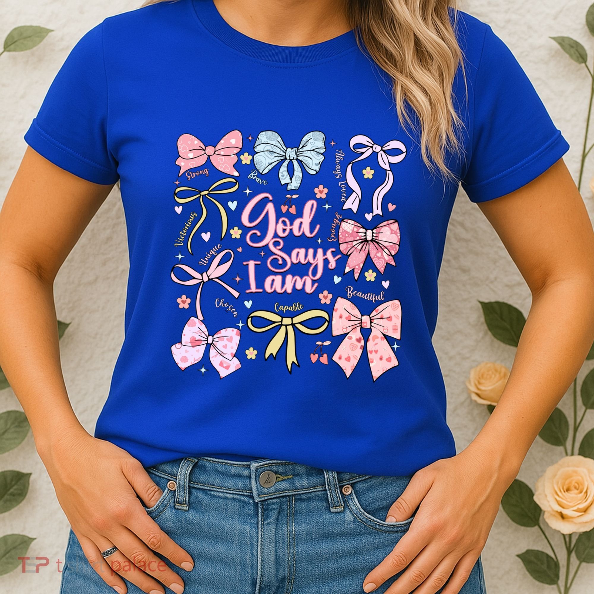 Coquette Bow God Says I Am Valentine Christian Grunge Cool Gift Women's T-Shirt