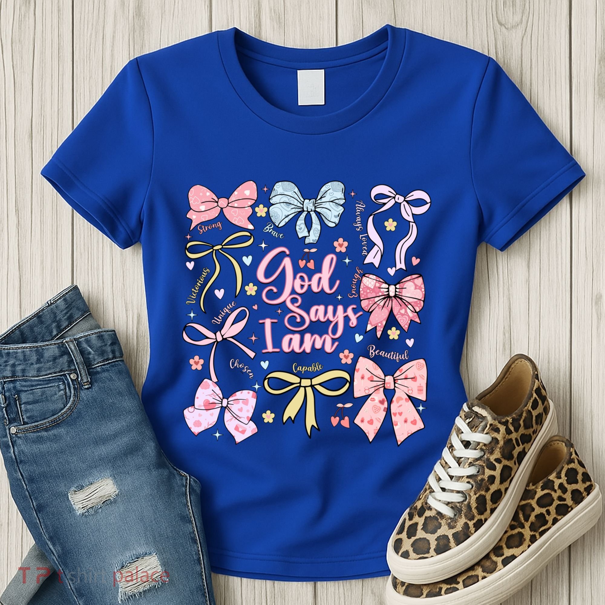 Coquette Bow God Says I Am Valentine Christian Grunge Cool Gift Women's T-Shirt