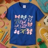 Coquette Bow God Says I Am Valentine Christian Grunge Cool Gift Kids T-Shirt thumb 3