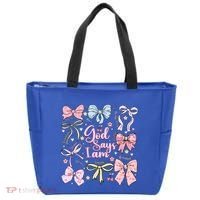 Coquette Bow God Says I Am Valentine Christian Grunge Cool Gift Tote Bag thumb 0