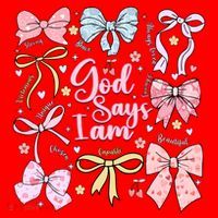 Coquette Bow God Says I Am Valentine Christian Grunge Cool Gift Santa Hat thumb 1