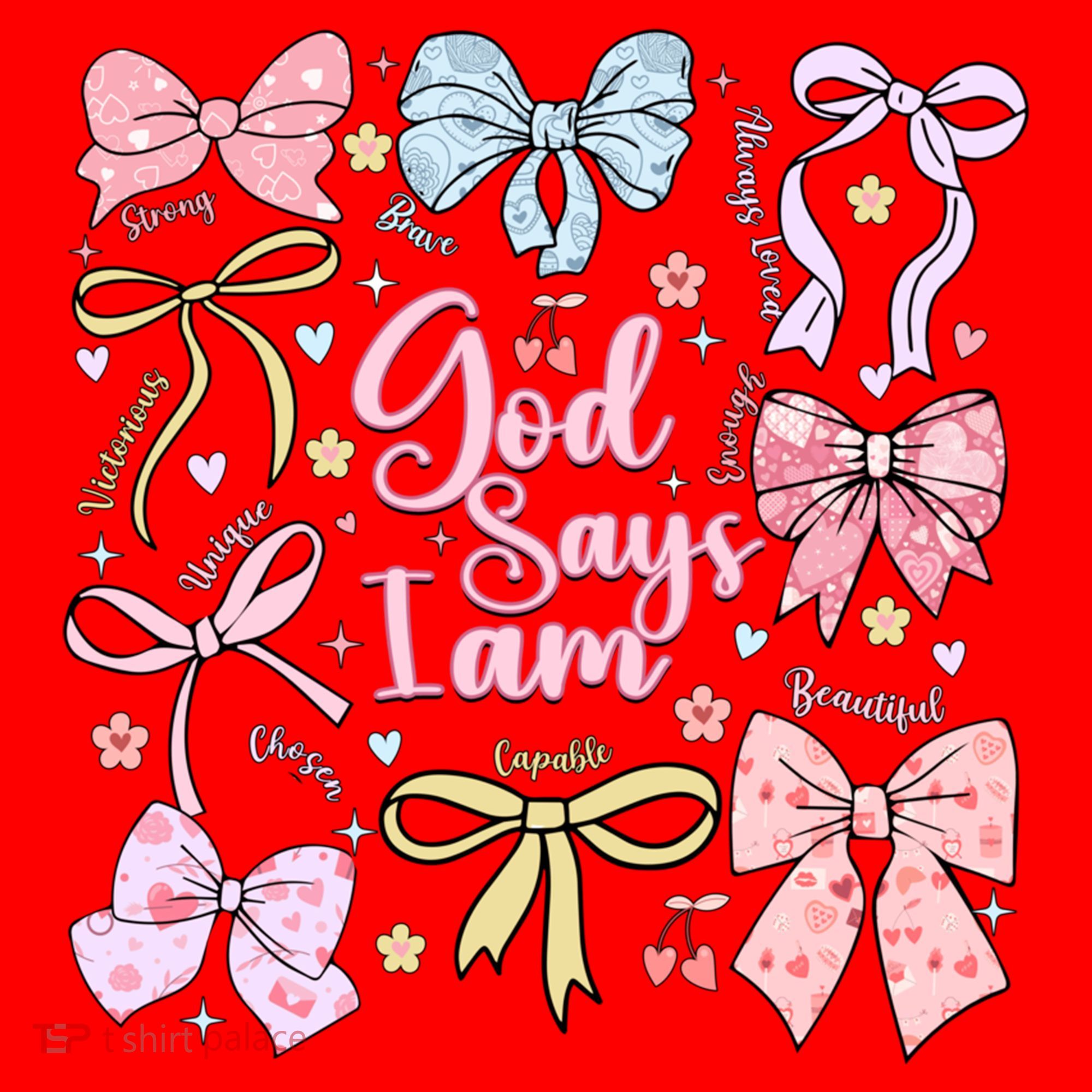 Coquette Bow God Says I Am Valentine Christian Grunge Cool Gift Santa Hat