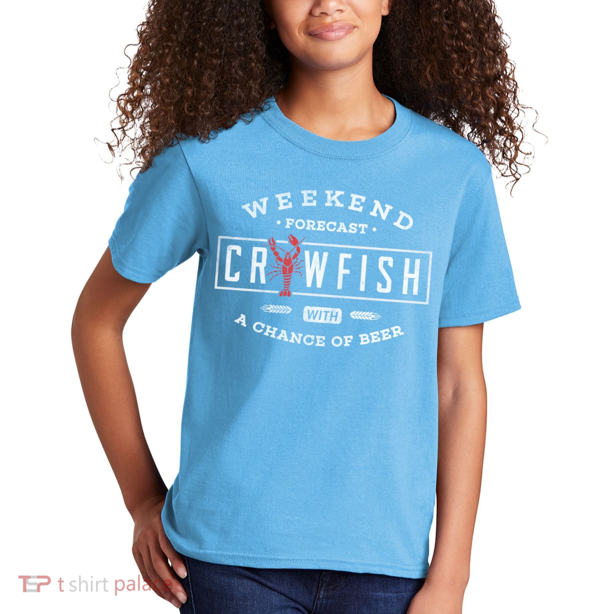 Crawfish Boil Gift Weekend Forecast Cajun And Beer Party Meaningful Gift Kids T-Shirt
