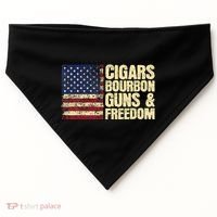 Cigars Bourbon Guns And Freedom American Flag USA-Made Doggie Bandana thumb 0