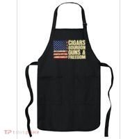 Cigars Bourbon Guns And Freedom American Flag Apron thumb 0